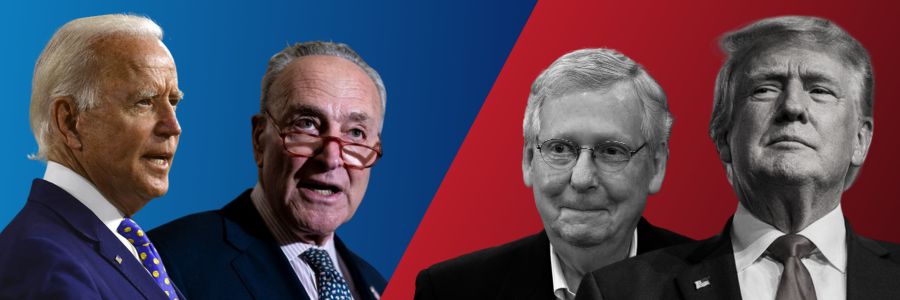 President Biden and Chuck Schumer vs Donald Trump and Mitch McConnell