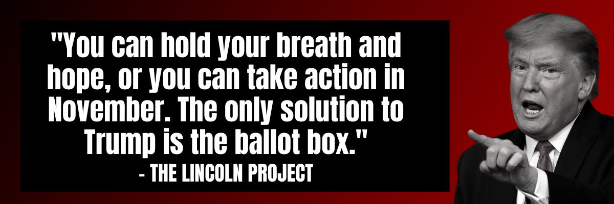 The Lincoln Project: You can hold your breath and hope, or you can take action in November. The only solution to Trump is at the ballot box.